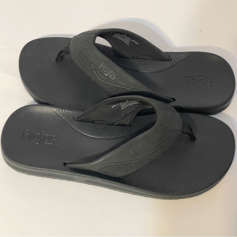 Flojos Men's Flip Flops Thongs Sandals (Black, Size 9) New